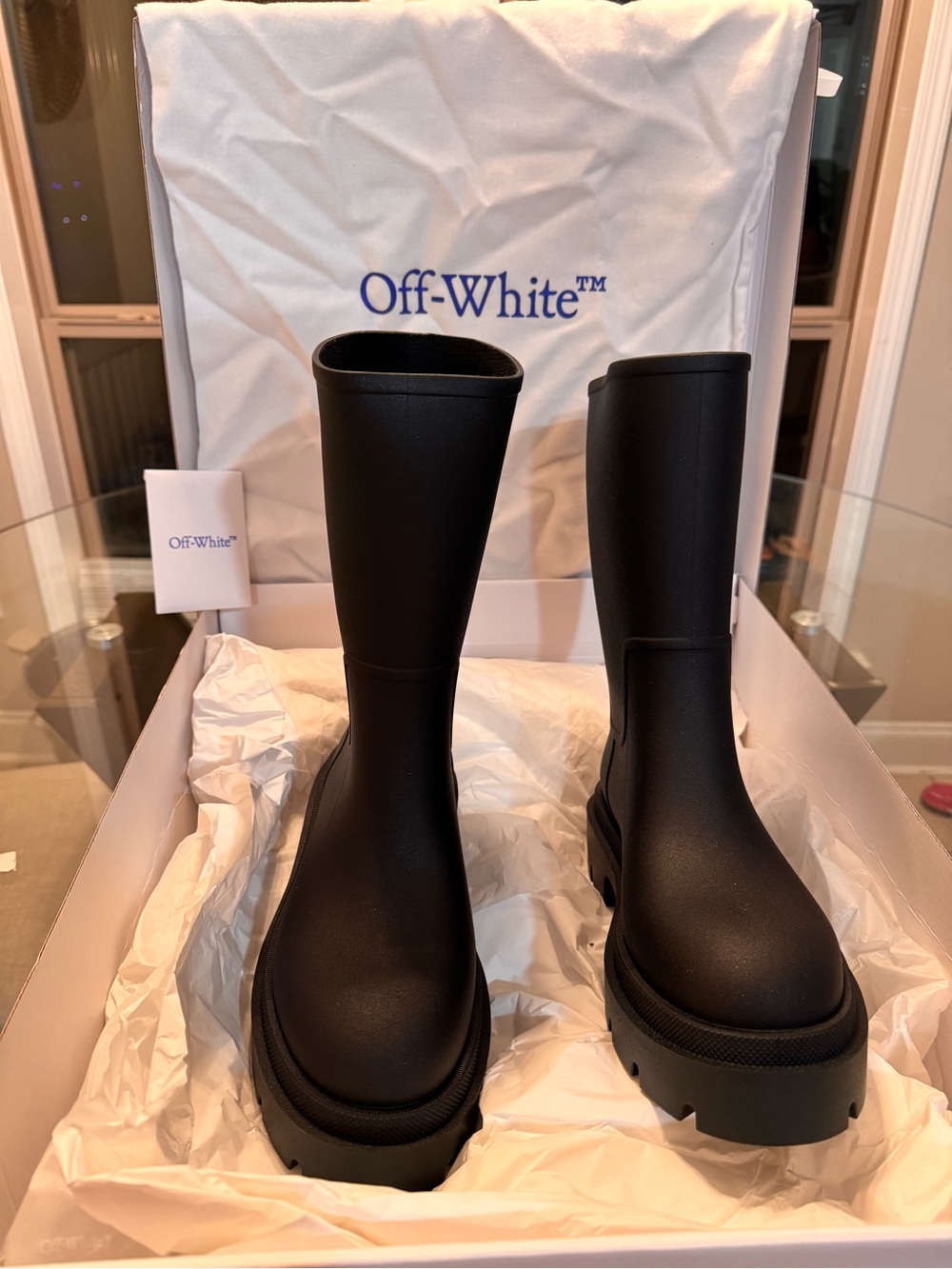 Off-White Black Chunky Platform Rain Boots
